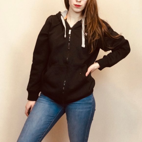 4/$20 FILA Black Zip UP Hoodie Oversized Size LARG - Picture 6 of 6